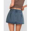 EMMIOL Jean Skirts for Women Mid High Waisted Denim Mini Skirt Summer Cotton Vintage Button Cargo Skorts with Pocket Y2K Sexy(Vintage Blue)