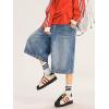 EMMIOL Machine Wash Y2K Jorts Women Wide Leg Baggy Long Jean Shorts Loose Fit Bermuda Denim Shorts(Ab001-blue)