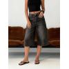 EMMIOL Machine Wash Y2K Jorts Women Wide Leg Baggy Long Jean Shorts Loose Fit Bermuda Denim Shorts(Black)