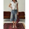 EMMIOL Machine Wash Y2K Jorts Women Wide Leg Baggy Long Jean Shorts Loose Fit Bermuda Denim Shorts(Dark Blue)