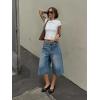 EMMIOL Machine Wash Y2K Jorts Women Wide Leg Baggy Long Jean Shorts Loose Fit Bermuda Denim Shorts(Denim Blue)