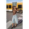 EMMIOL Machine Wash Y2K Jorts Women Wide Leg Baggy Long Jean Shorts Loose Fit Bermuda Denim Shorts(Light Blue)