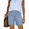 EMMIOL Women Jorts – High Waisted Stretchy Jorts, Y2K Trendy Denim Shorts Casual Summer Bottoms for Street Daily Party(Light Blue-016)