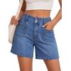 EMMIOL Women Jorts – High Waisted Stretchy Jorts, Y2K Trendy Denim Shorts Casual Summer Bottoms for Street Daily Party(Mid Blue-016)