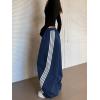 EMMIOL Women’s Y2K Baggy Barrel Striped Sweatpants, High Waisted Wide Leg Pants, Joggers with Drawstring Waist and Cuffs(Light Blue)