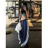 EMMIOL Women’s Y2K Baggy Barrel Striped Sweatpants, High Waisted Wide Leg Pants, Joggers with Drawstring Waist and Cuffs(Light Blue)