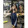 EMMIOL Women’s Y2K Baggy Barrel Striped Sweatpants, High Waisted Wide Leg Pants, Joggers with Drawstring Waist and Cuffs(Light Blue)