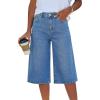 EMMIOL Baggy Jorts for Women Elastic High Waisted Bermuda Y2k Jeans Shorts Machine Washable Casual Summer Long Denim Shorts(Light Blue-091)