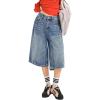 EMMIOL Machine Wash Y2K Jorts Women Wide Leg Baggy Long Jean Shorts Loose Fit Bermuda Denim Shorts(Ab001-blue)