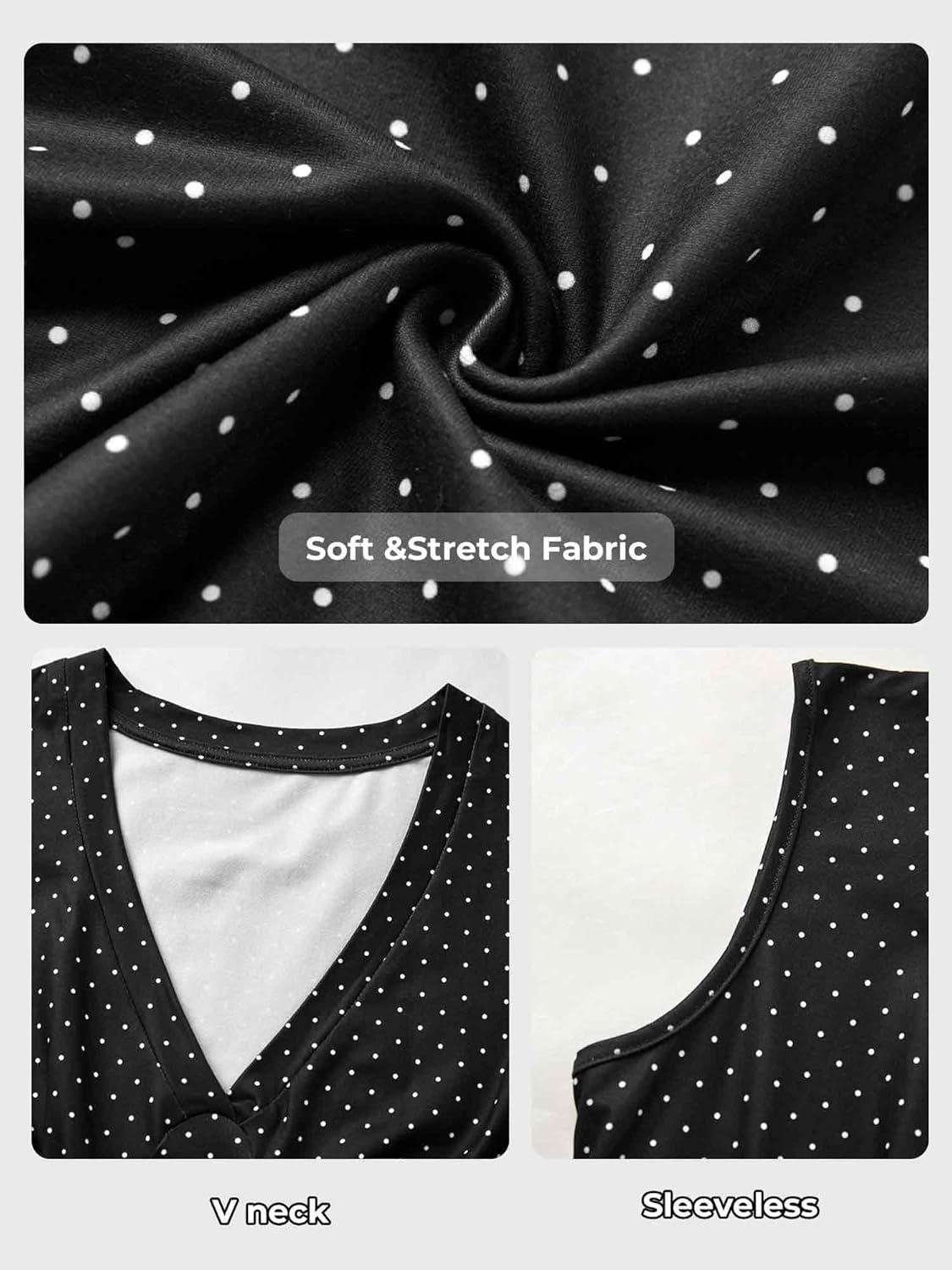 image:image2 Pack XL Womens Deep V Neck Sleeveless Crop Tops Stretchy Going Out Summer Tank Tops Brown amp Black Polka Dots