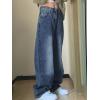 EMMIOL Baggy Jeans for Women Mid-Low Waist Streetwear Jeans Wide Leg Denim Pants Dark Blue,S