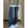 EMMIOL Baggy Jeans for Women Mid-Low Waist Streetwear Jeans Wide Leg Denim Pants Dark Blue,S
