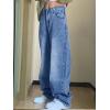 EMMIOL Baggy Jeans for Women Mid-Low Waist Streetwear Jeans Wide Leg Denim Pants Sky Blue,S