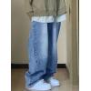 EMMIOL Baggy Jeans for Women Mid-Low Waist Streetwear Jeans Wide Leg Denim Pants Sky Blue,S