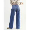 EMMIOL Baggy Straight Leg Jeans Women, Mid-High Rise Denim Pants, Y2K Vintage Distressed Stretchy Loose Fit with Large Pocket，Boyfriend Wide Leg Trousers Casual, Blue