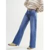 EMMIOL Baggy Straight Leg Jeans Women, Mid-High Rise Denim Pants, Y2K Vintage Distressed Stretchy Loose Fit with Large Pocket，Boyfriend Wide Leg Trousers Casual, Blue