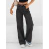 EMMIOL Baggy Straight Leg Jeans Women, Mid-High Rise Denim Pants, Y2K Vintage Distressed Stretchy Loose Fit with Large Pocket，Boyfriend Wide Leg Trousers Casual, Black 2