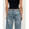 EMMIOL Mid-Low Rise Baggy Jeans for Women, Straight Leg Vintage Boyfriend Jeans with Distressed Details
