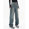 EMMIOL Women Baggy Jeans Mid-Low Waist Boyfriend Streetwear Vintage Jeans Wide Leg Denim Pants Blue,3XL