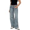 EMMIOL Mid-Low Rise Baggy Jeans for Women, Straight Leg Vintage Boyfriend Jeans with Distressed Details