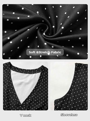 image:image2 Pack S Womens Deep V Neck Sleeveless Crop Tops Stretchy Going Out Summer Tank Tops Brown amp Black Polka Dots