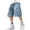 EMMIOL Baggy Jean Shorts Men+Mens Y2k Baggy Shirts Graphic Tees Oversized Comfy Casual Streetwear Summer