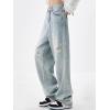 EMMIOL Baggy Jeans for Women Mid-Low Waist Streetwear Jeans Wide Leg Denim Pants Hole-Light Blue,XS