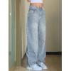 EMMIOL Baggy Jeans for Women Mid-Low Waist Streetwear Jeans Wide Leg Denim Pants Light Blue,S