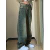 EMMIOL Baggy Jeans for Women Mid-Low Waist Streetwear Jeans Wide Leg Denim Pants Retro Blue,L