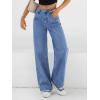 EMMIOL Baggy Straight Leg Jeans Women, Mid-High Rise Denim Pants, Y2K Vintage Distressed Stretchy Loose Fit with Large Pocket，Boyfriend Wide Leg Trousers Casual, Sky Blue