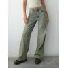 EMMIOL Mid-Low Rise Baggy Jeans for Women, Straight Leg Vintage Boyfriend Jeans with Distressed Details Blue-Green