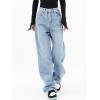 EMMIOL Women Baggy Jeans Mid-Low Waist Boyfriend Streetwear Vintage Jeans Wide Leg Denim Pants Sky Blue,23XL