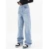 EMMIOL Women Baggy Jeans Mid-Low Waist Boyfriend Streetwear Vintage Jeans Wide Leg Denim Pants Sky Blue,23XL