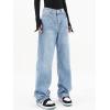 EMMIOL Women Baggy Jeans Mid-Low Waist Boyfriend Streetwear Vintage Jeans Wide Leg Denim Pants Sky Blue,XL
