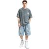 EMMIOL Baggy Jean Shorts Men+Mens Y2k Baggy Shirts Graphic Tees Oversized Comfy Casual Streetwear Summer