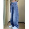 EMMIOL Baggy Jeans for Women Mid-Low Waist Streetwear Jeans Wide Leg Denim Pants Mid Blue,M