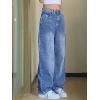 EMMIOL Baggy Jeans for Women Mid-Low Waist Streetwear Jeans Wide Leg Denim Pants Mid Blue,M