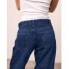 EMMIOL Mid-Low Rise Baggy Jeans for Women, Straight Leg Vintage Boyfriend Jeans with Distressed Details Deep Blue