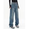 EMMIOL Women Baggy Jeans Mid-Low Waist Boyfriend Streetwear Vintage Jeans Wide Leg Denim Pants Blue,M