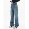 EMMIOL Women Baggy Jeans Mid-Low Waist Boyfriend Streetwear Vintage Jeans Wide Leg Denim Pants Blue,M
