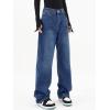 EMMIOL Women Baggy Jeans Mid-Low Waist Boyfriend Streetwear Vintage Jeans Wide Leg Denim Pants Classic Blue,S