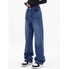 EMMIOL Women Baggy Jeans Mid-Low Waist Boyfriend Streetwear Vintage Jeans Wide Leg Denim Pants Classic Blue,S