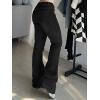 Women Bell Bottom Jeans Lace Up Bow Stretch Flare Denim Pants Cute Y2k Vintage Jeans(A-black)