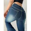 Women Bell Bottom Jeans Lace Up Bow Stretch Flare Denim Pants Cute Y2k Vintage Jeans(A-dark Washed Blue)