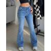Women Bell Bottom Jeans Lace Up Bow Stretch Flare Denim Pants Cute Y2k Vintage Jeans(A-mid Blue)