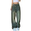 EMMIOL Baggy Jeans for Women Mid-Low Waist Streetwear Jeans Wide Leg Denim Pants Retro Blue,S