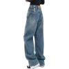 EMMIOL Women Baggy Jeans Mid-Low Waist Boyfriend Streetwear Vintage Jeans Wide Leg Denim Pants Blue,M