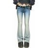 Women Bell Bottom Jeans Lace Up Bow Stretch Flare Denim Pants Cute Y2k Vintage Jeans(A-sky Blue Fade)