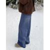 EMMIOL Fleece Lined Jeans Women Baggy, Wide Leg Denim Pants Winter Warm Loose Fit Flannel Lining Y2K Boyfriend Womens Blue