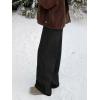 EMMIOL Fleece Lined Jeans Women Baggy, Wide Leg Denim Pants Winter Warm Loose Fit Flannel Lining Y2K Boyfriend Womens Dark Black